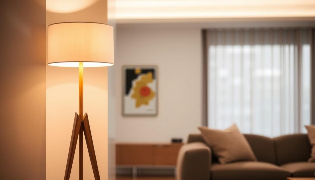 Mid-century modern floor lamp features