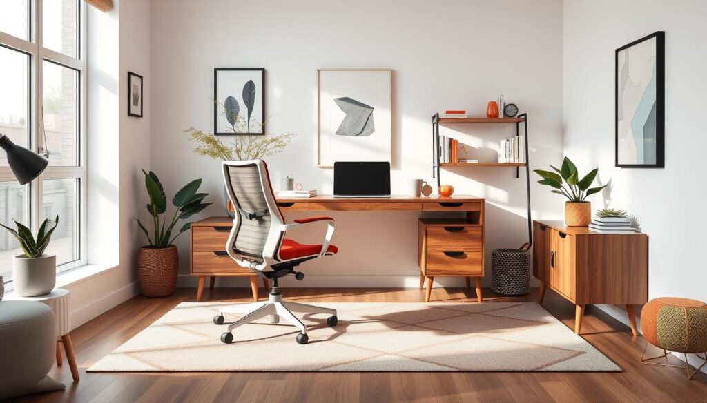 Mid-century modern furniture in office