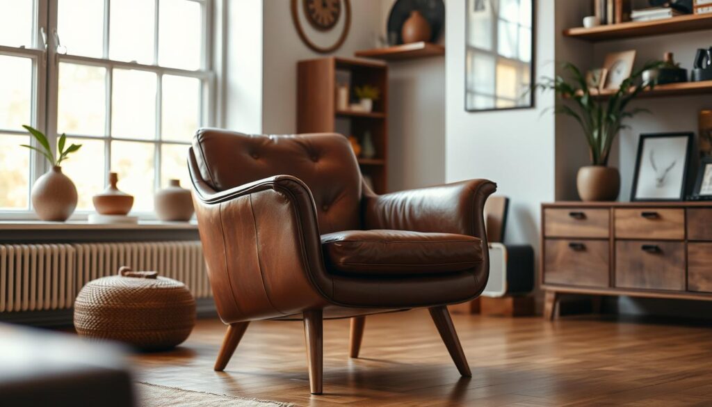 Mid century modern leather armchair