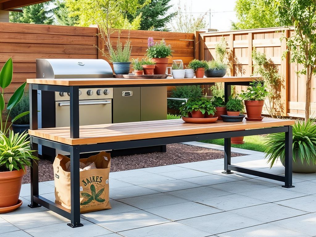 Modern Industrial Metal Frame garden potting station