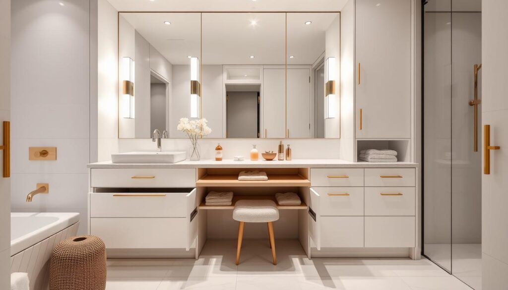 Modern bathroom vanities with makeup stations