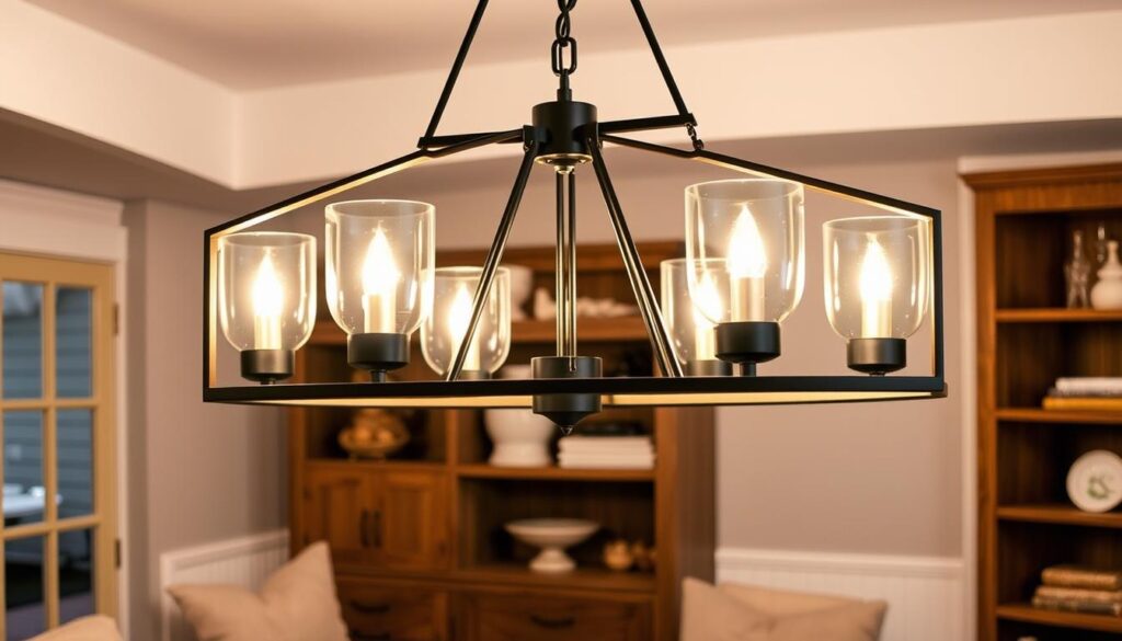 Modern farmhouse black and gold chandelier