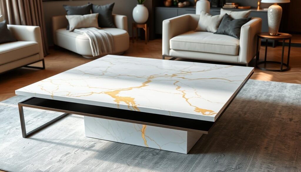 Modern marble gold coffee table