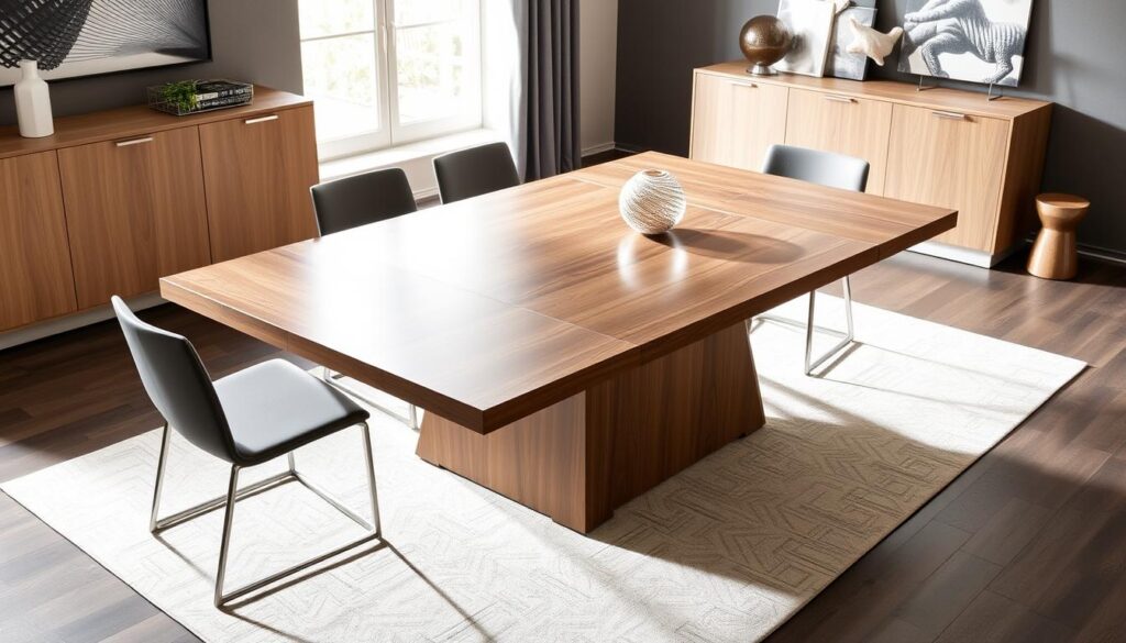 Modern square extendable dining table