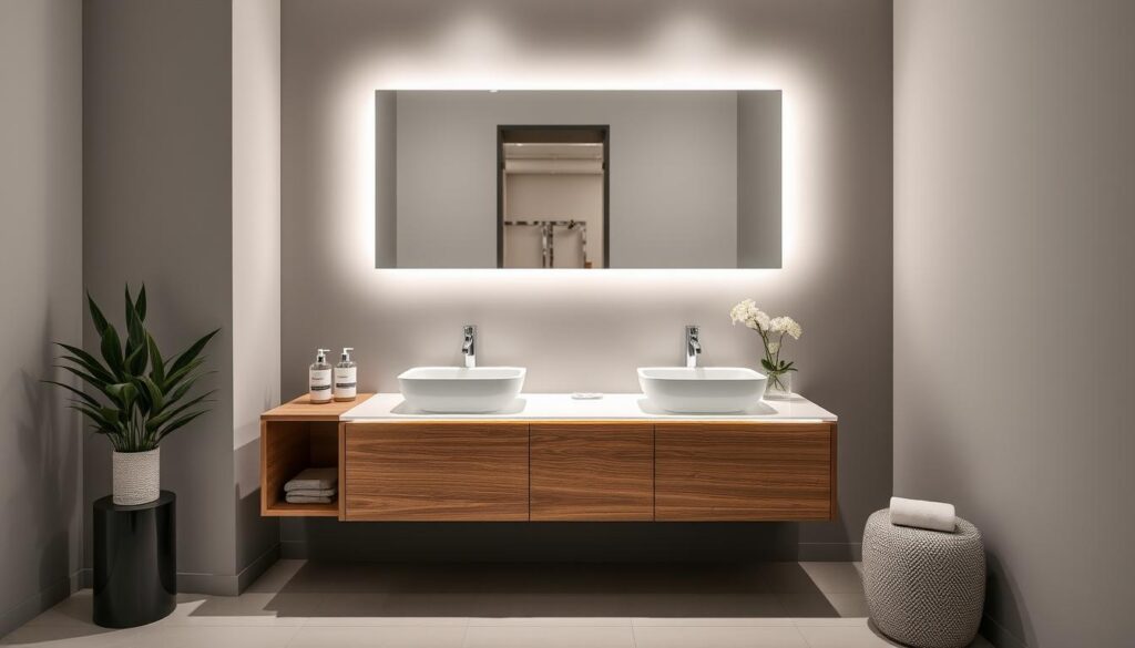 Modern vanity appearance with glass top