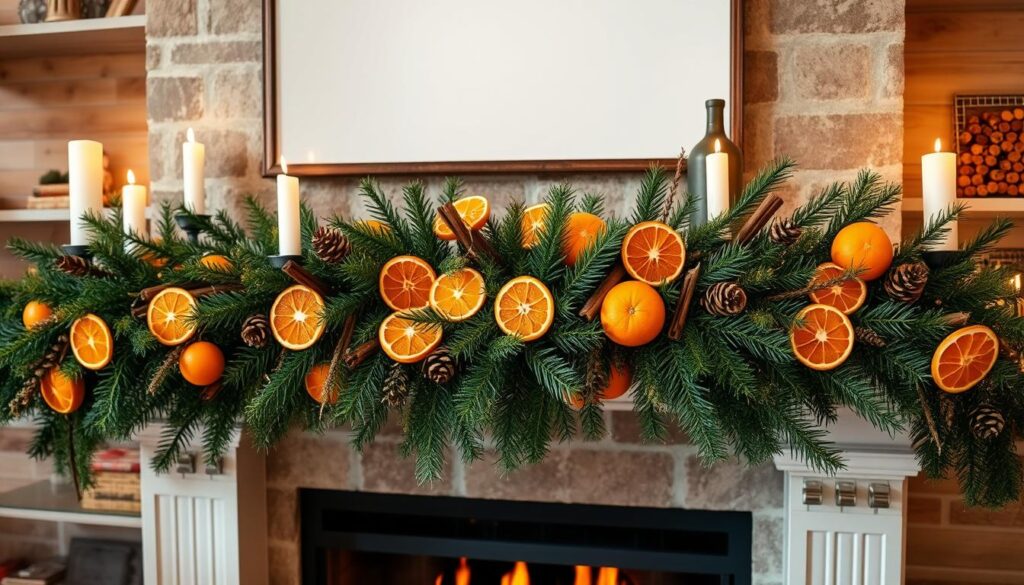 Natural Christmas decor with dried orange slices