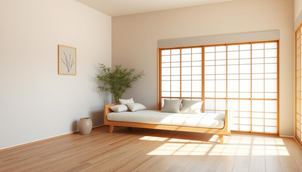 Neutral colors in Japanese daybed room