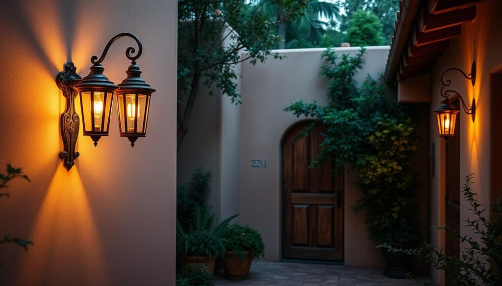 Outdoor lighting placement for Spanish style homes