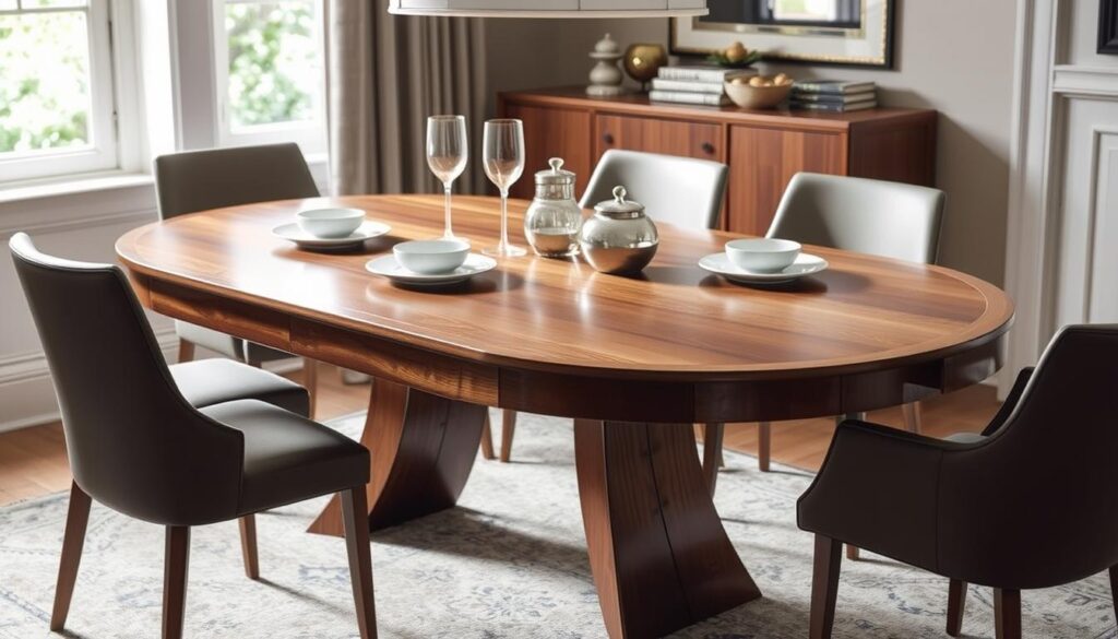 Oval dining table with leaf extension