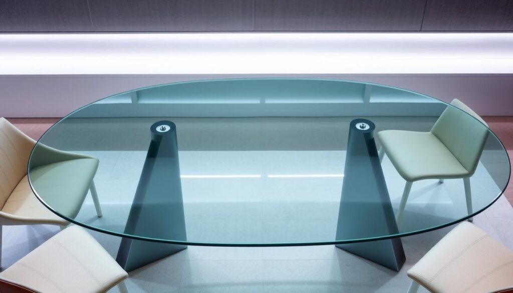 Oval glass dining table design