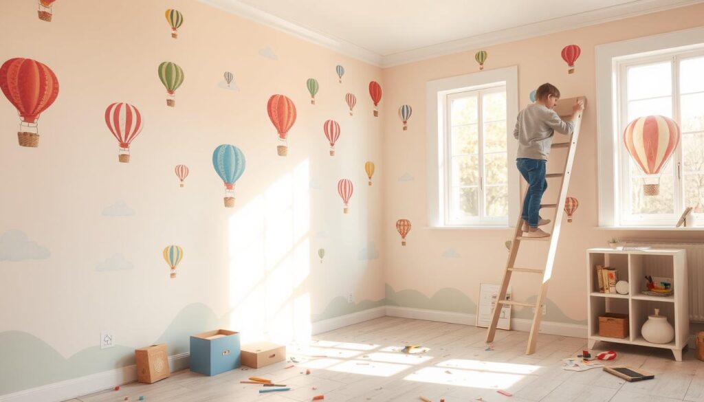 Peel and stick wallpaper installation