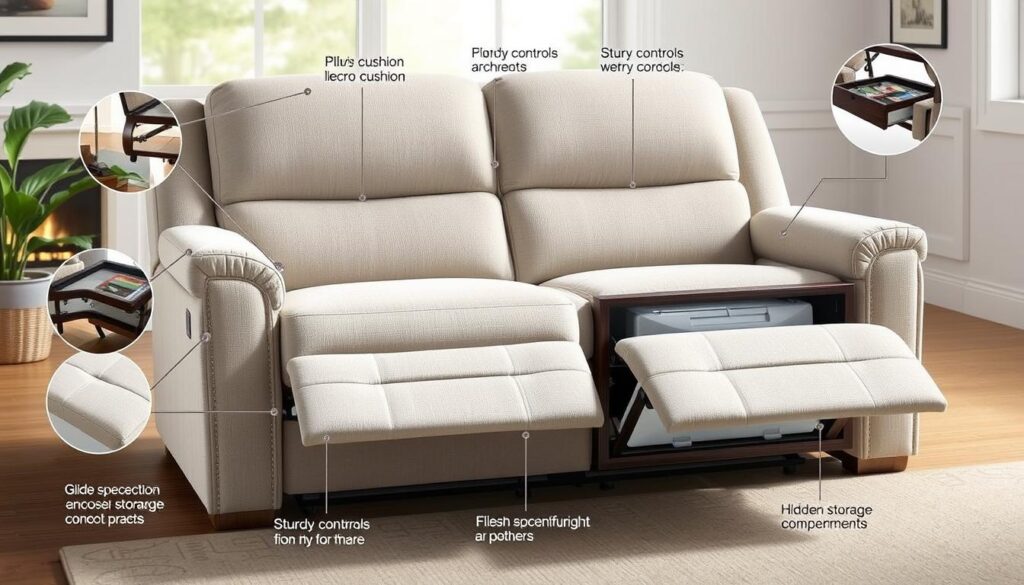 Power glider reclining loveseat components