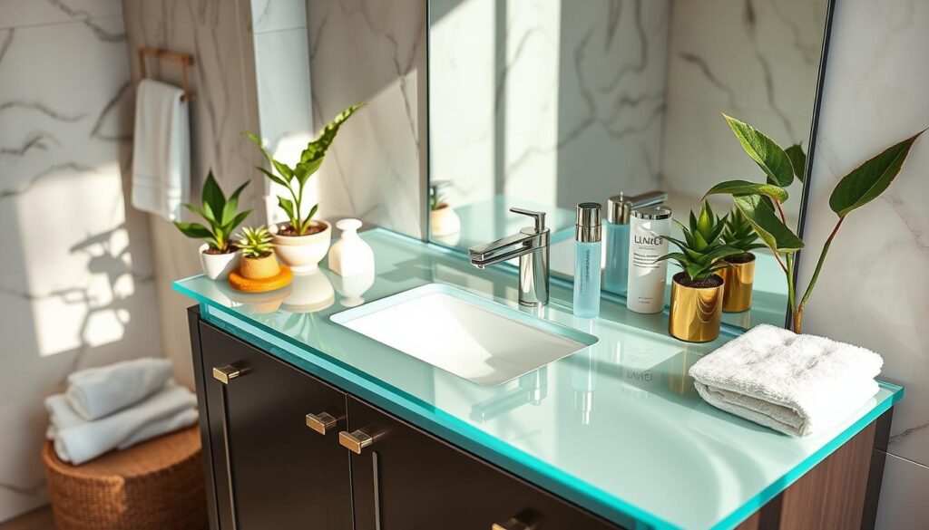 Premium glass-top vanity features