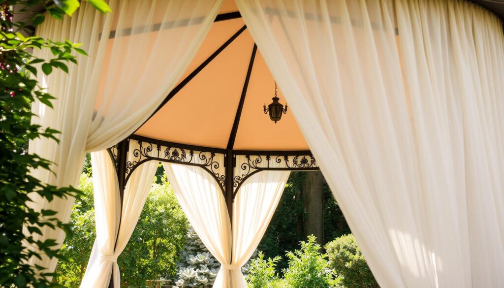 Privacy curtains and mosquito netting for gazebo