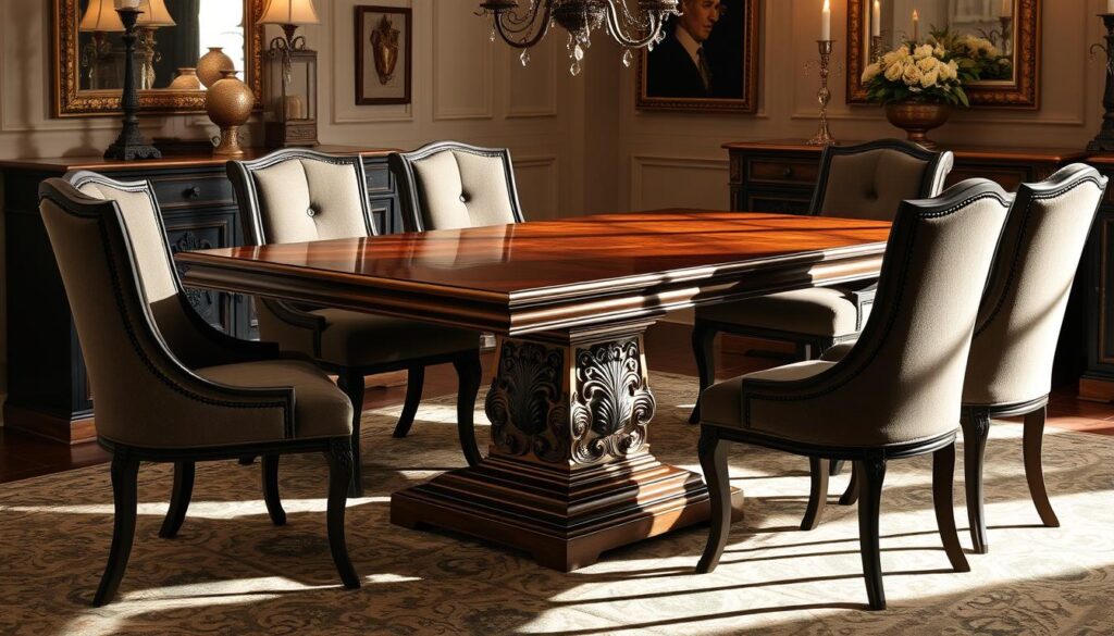 Rectangular pedestal dining table aesthetic appeal