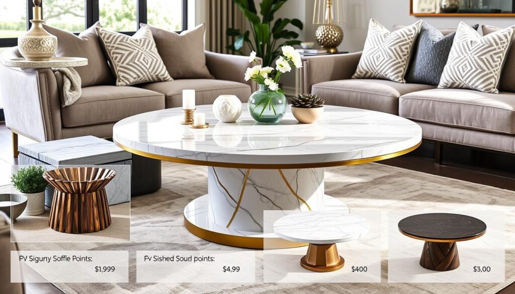 Round marble top coffee table price range