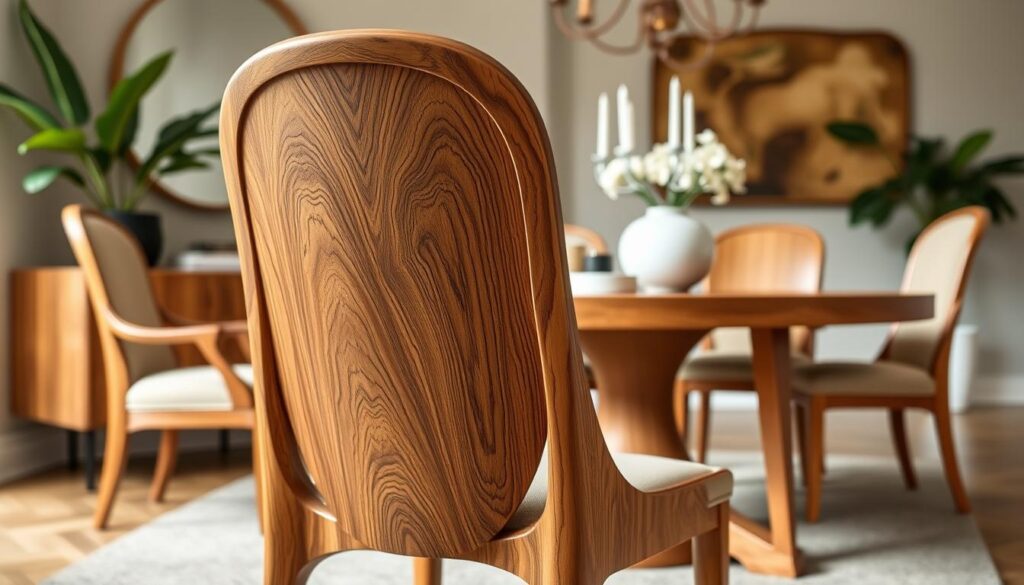 Rubberwood solids in curved back dining chairs