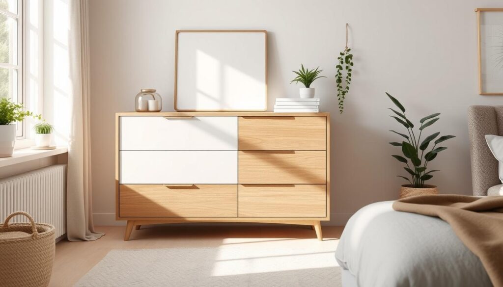 Scandinavian dresser design white and oak dresser