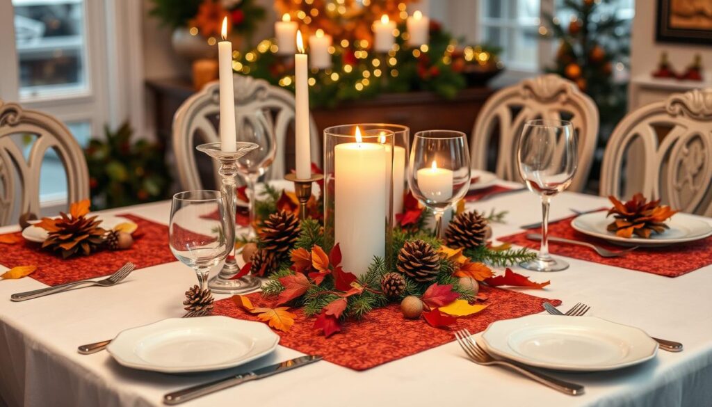 Seasonal decor for holiday table settings