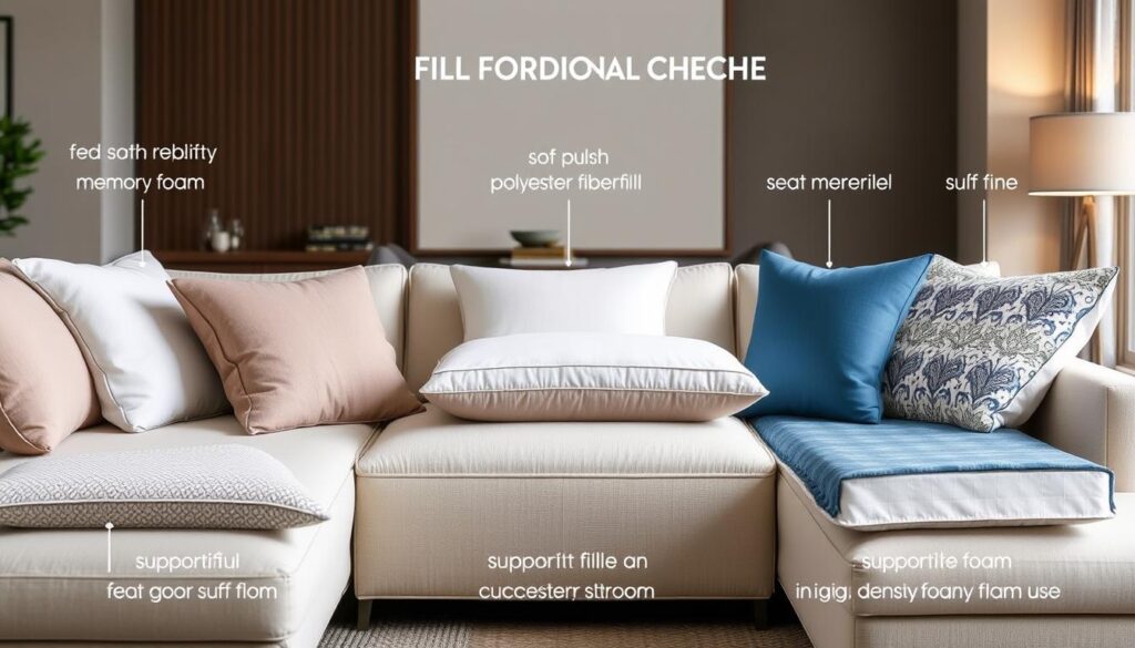 Sectional chaise cushion fill options