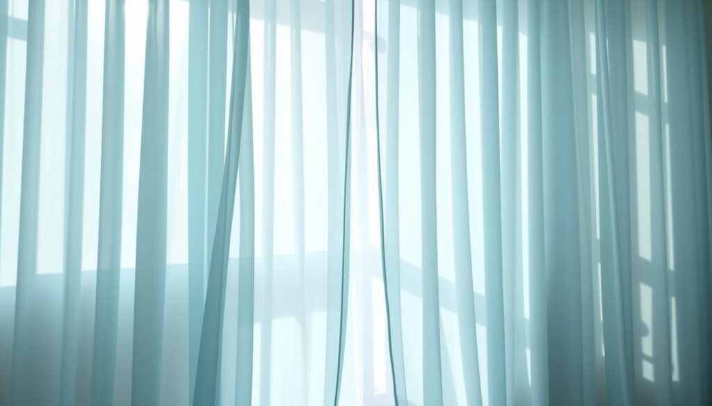 Sheer ice blue chiffon curtains