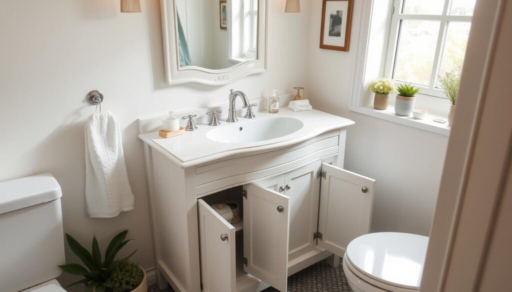 Small bathroom vanity in a compact space