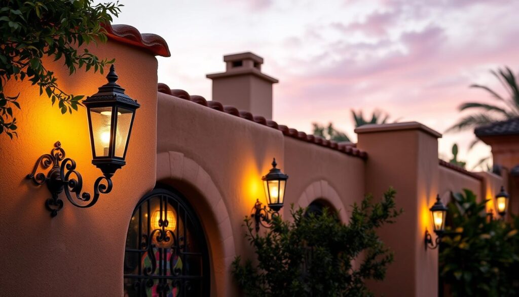 Spanish Revival exterior lighting