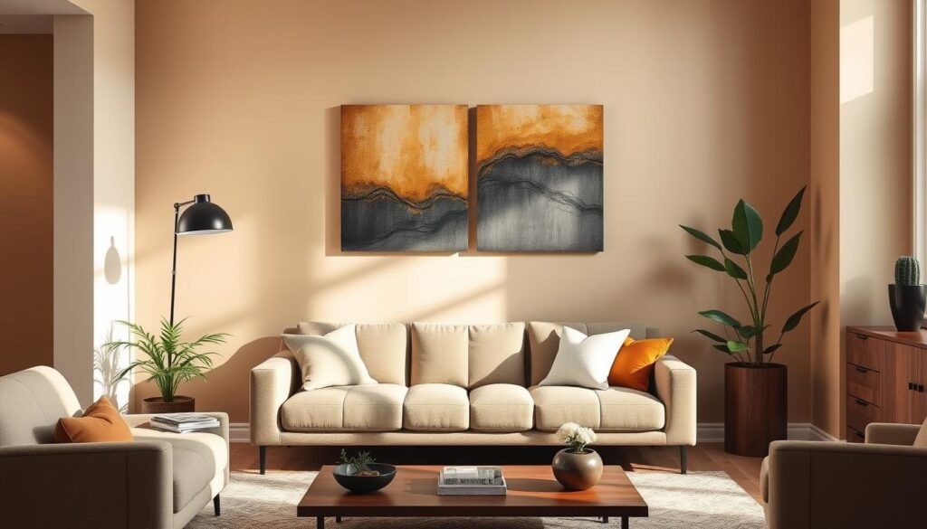 Split canvas art in interior design