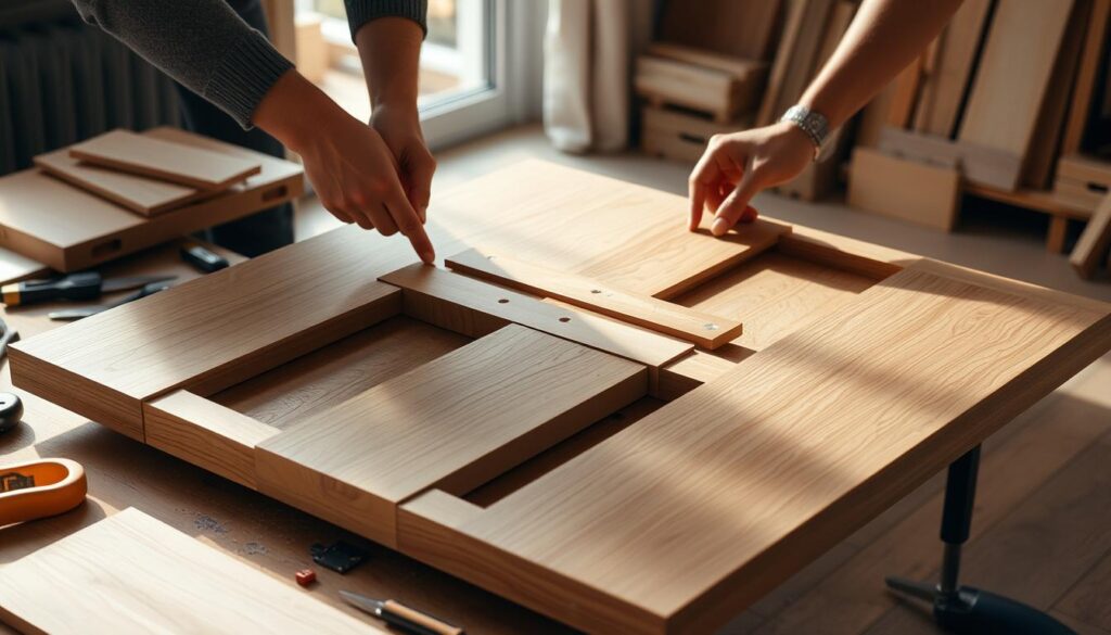 Square extendable dining table assembly