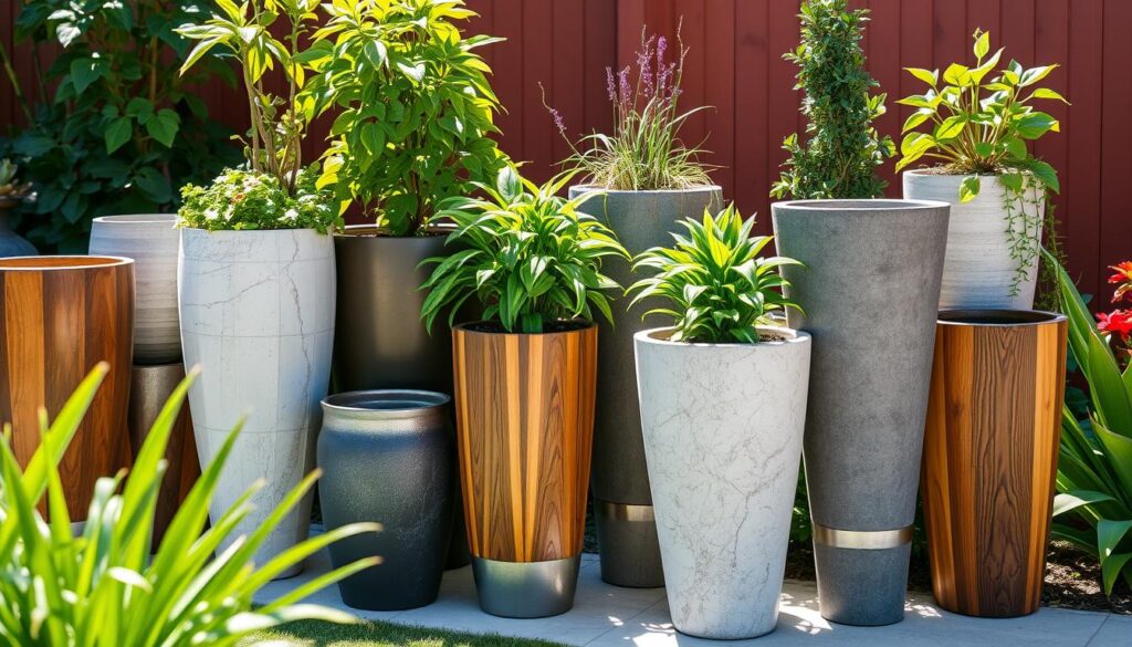 Tall outdoor planters materials