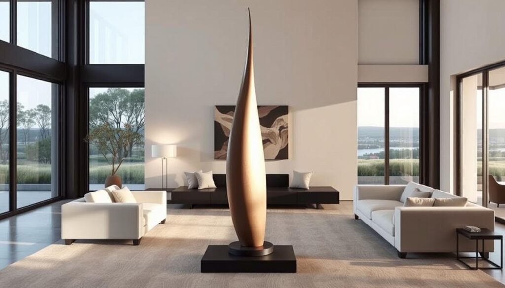 Tall sculpture placement in interior design