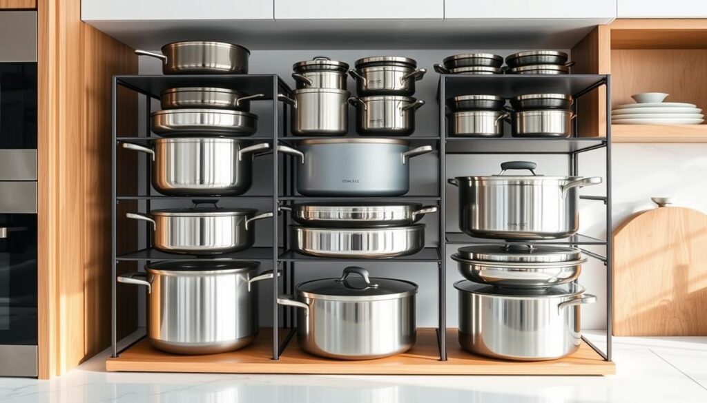 Tiered organizers for kitchen storage