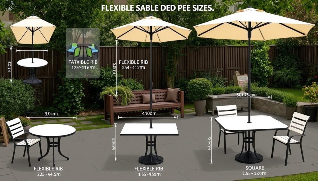 Umbrella size guide for patio tables