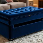 Velvet ottoman with storage