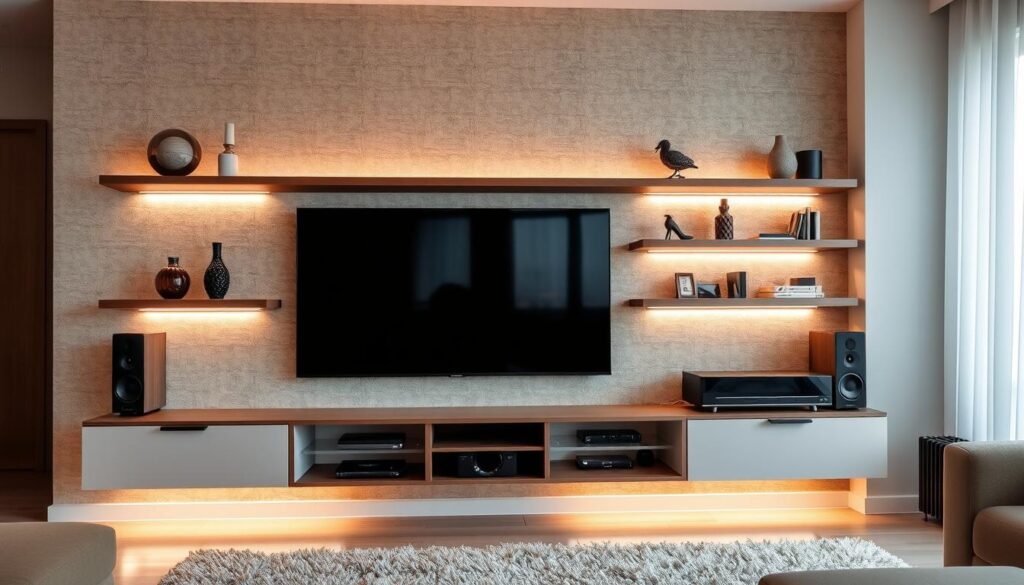 Wall-mounted entertainment center installation