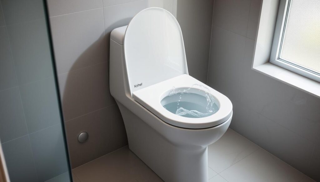 Water-efficient toilet flush performance