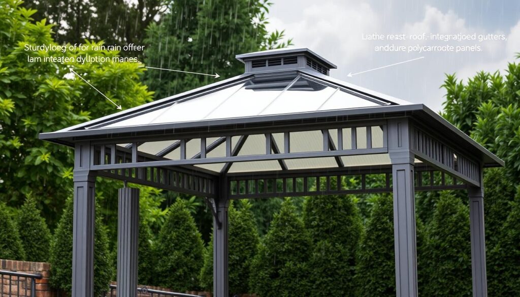 Weather resistance features of hardtop gazebo