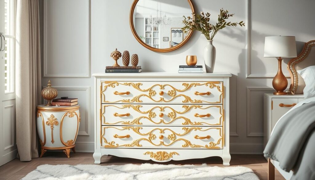 White and gold dresser styles