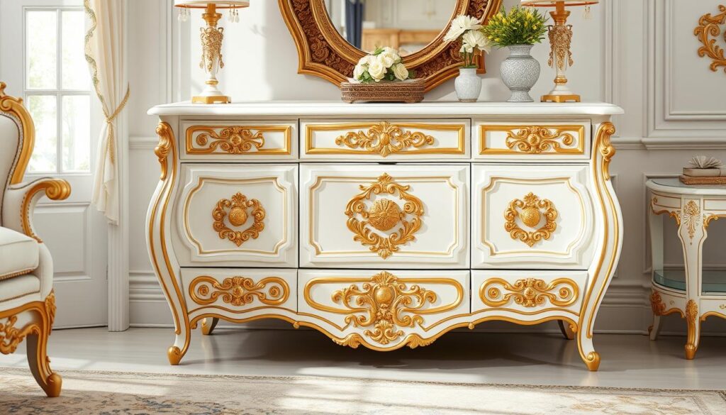 White and gold dresser styles