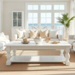 White living room table sets for beach house