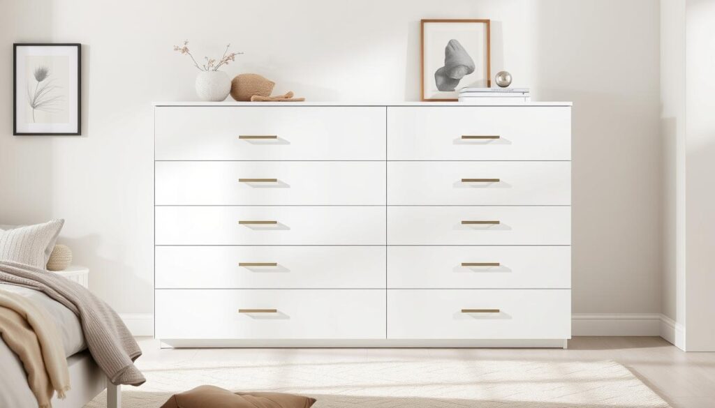 White storage cabinet for bedroom