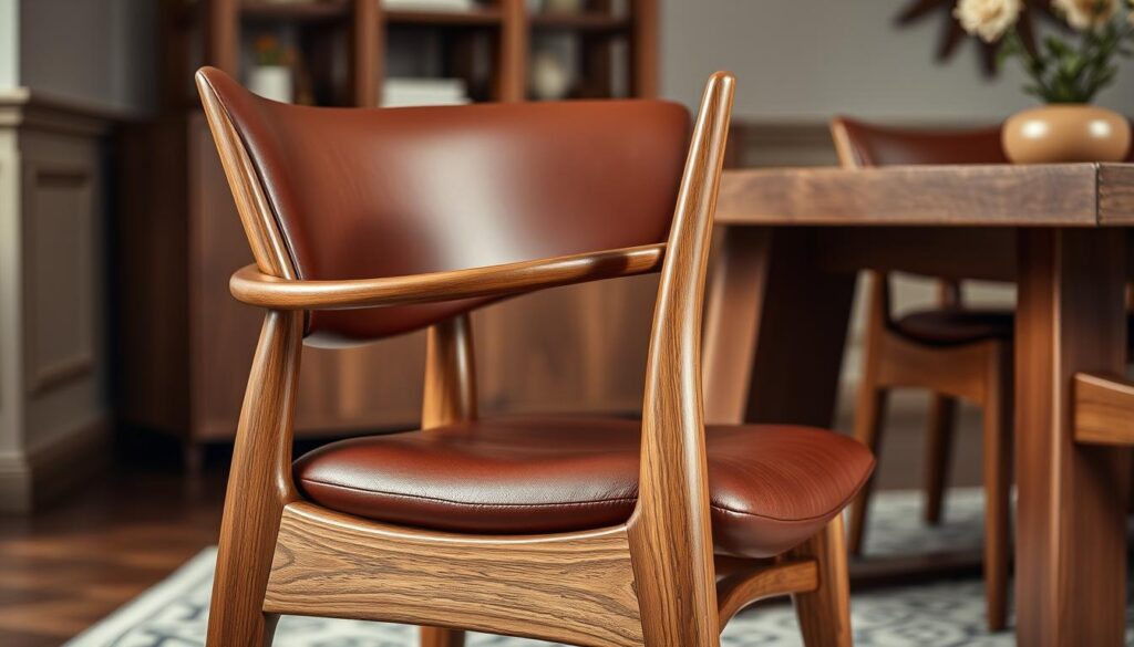 Wood and leather dining chair