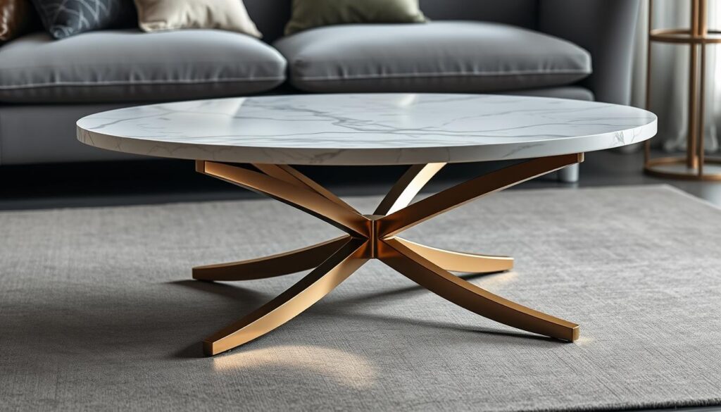 Y-leg coffee table with faux marble top