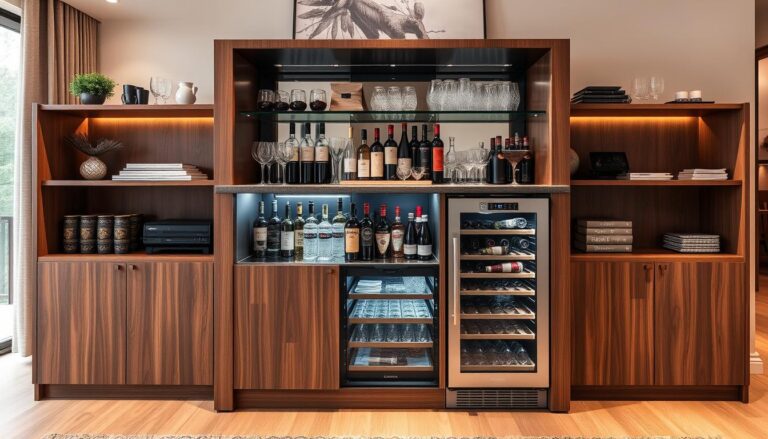 bar cabinet with wine fridge