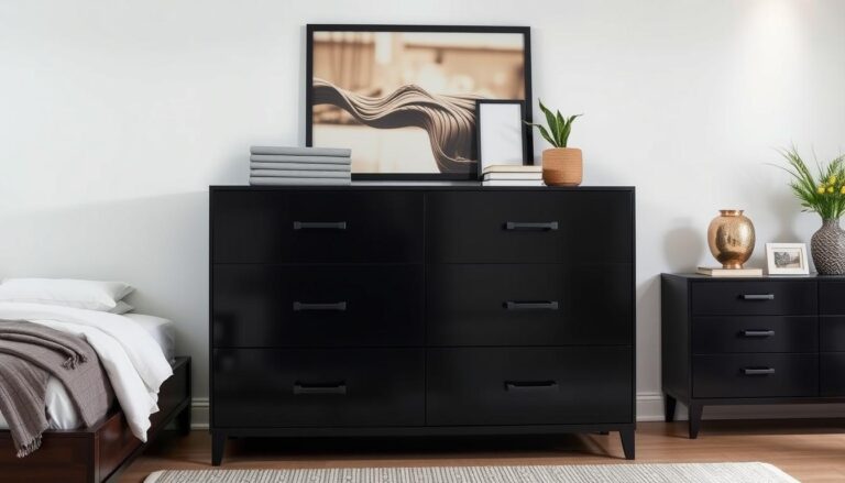 black 9 drawer dresser