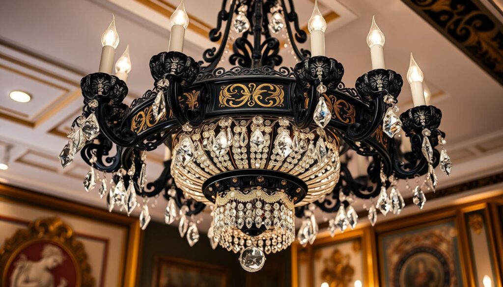 black and gold chandelier