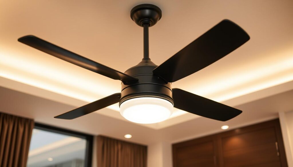 black ceiling fan with light