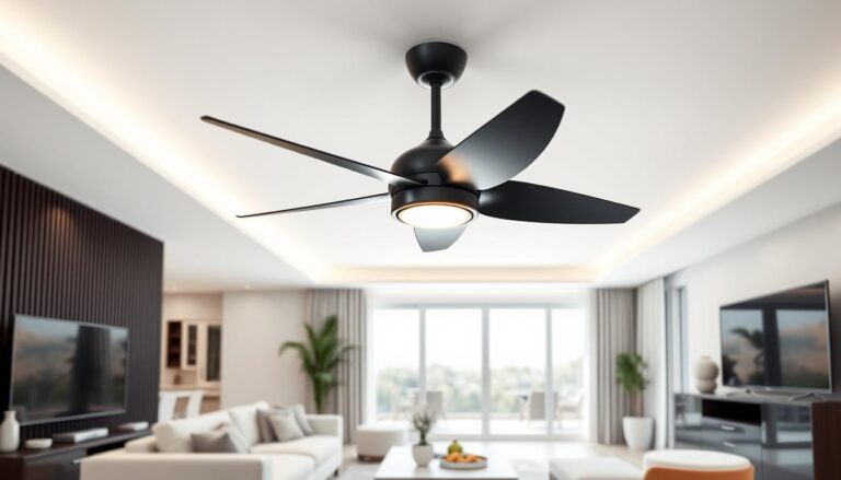 black ceiling fan with light