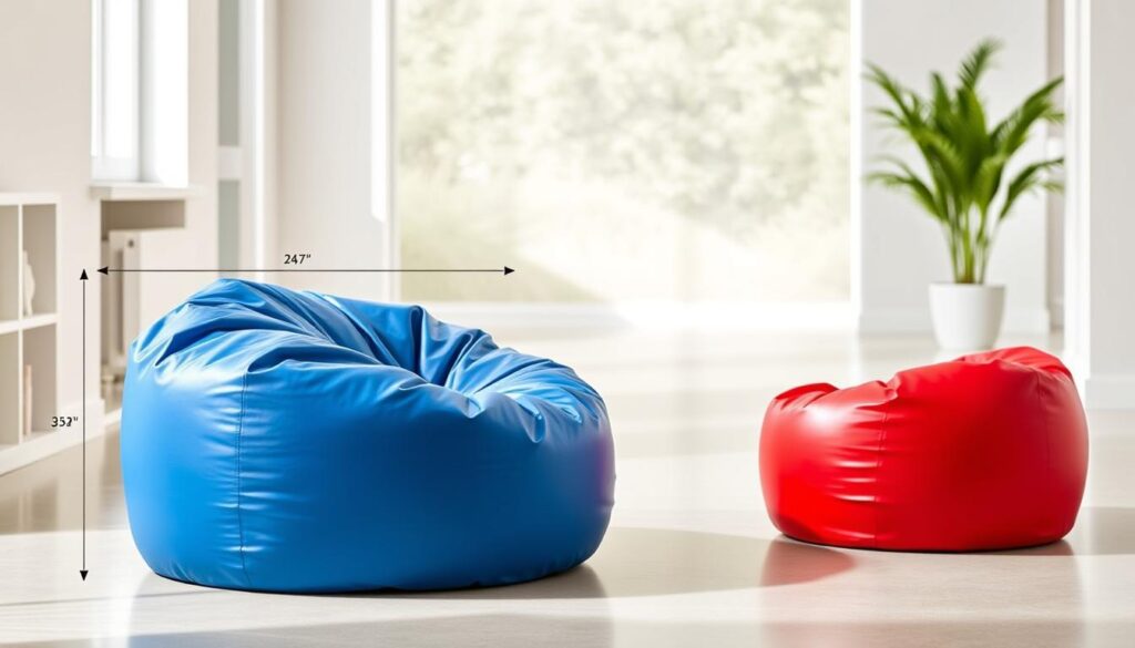 chair dimensions of vinyl bean bag lounger