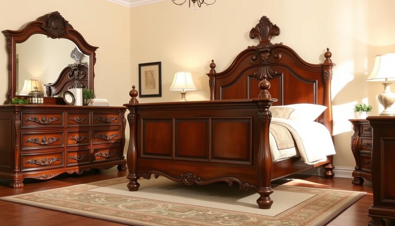 cherry bedroom set with mirror